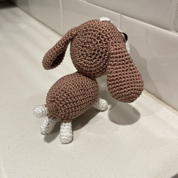 Handcrafted Basset Hound Crochet Amigurumi Figure Toy Dog Puppy Decor - Picture 6 of 10
